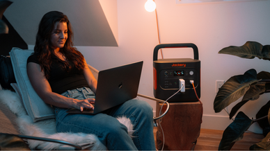 Working in cozy home office