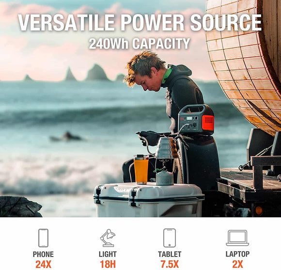 Jakcery explorer 240 is versatile power source with 240wh capacity.