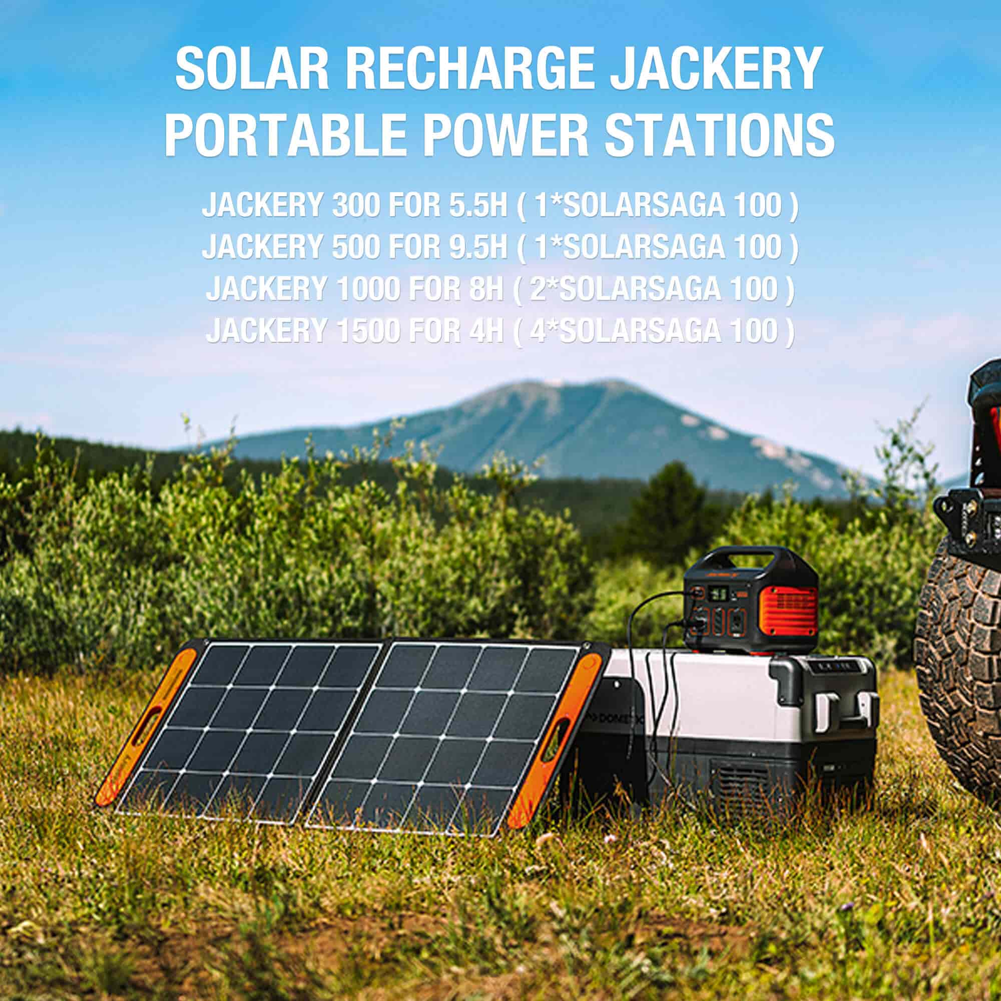 jackery solarsaga 100w solar panel can recharge portable power stations.