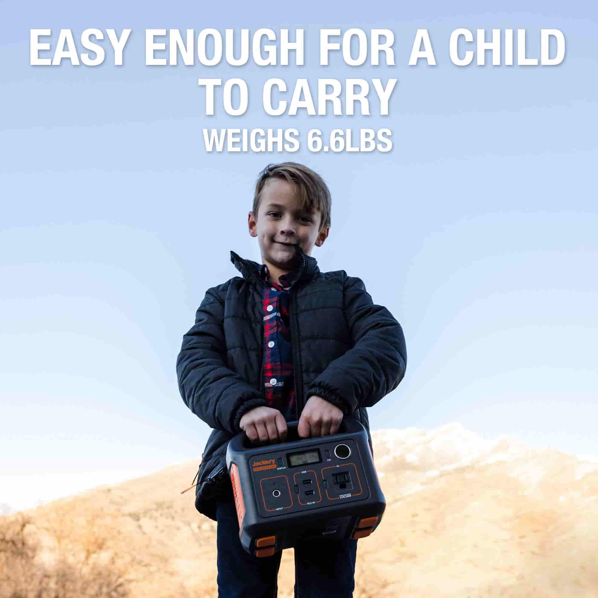 jackery explorer 240 is easy enough for a child to carry.