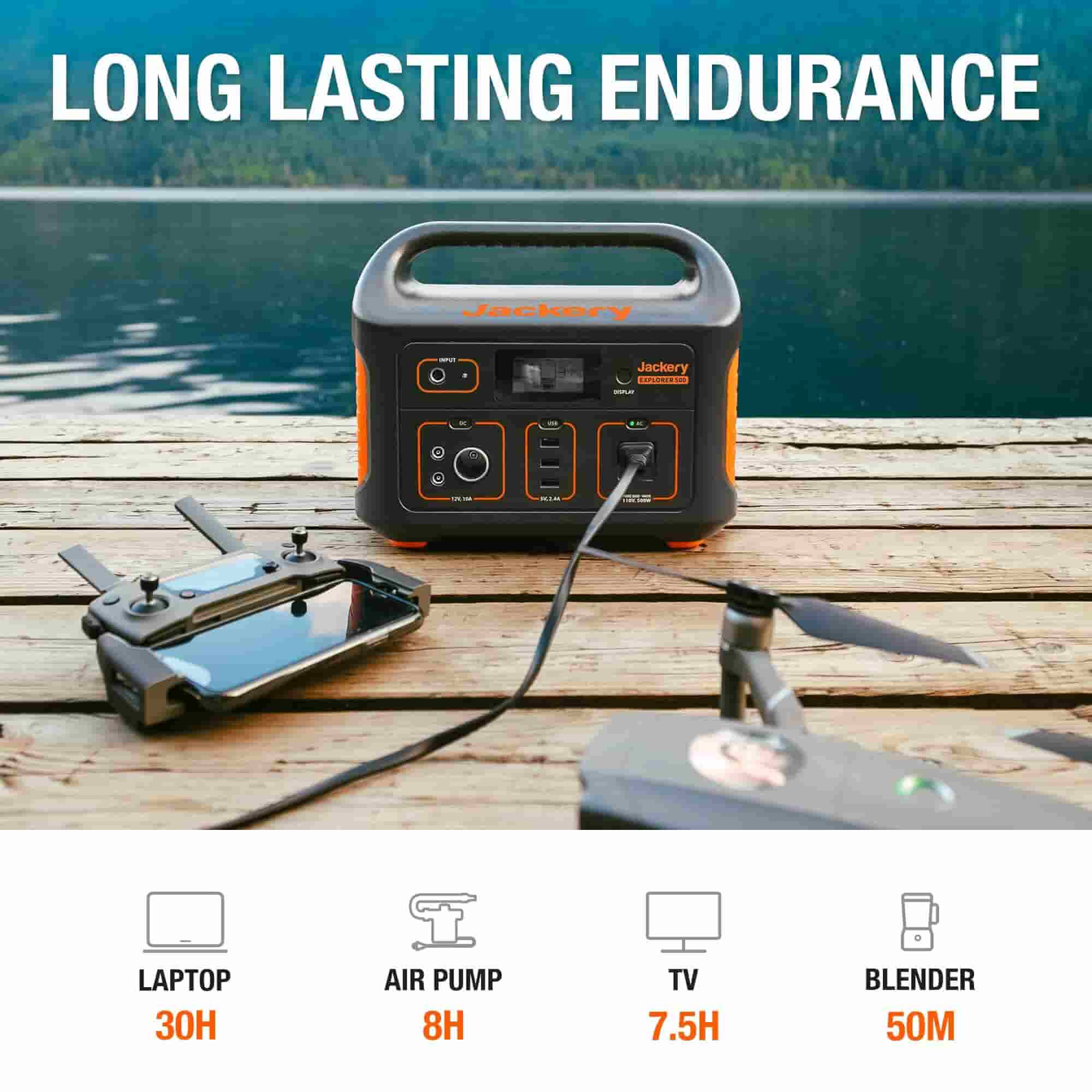 Jackery explorer 500 power station can power more with 518wh capacity.